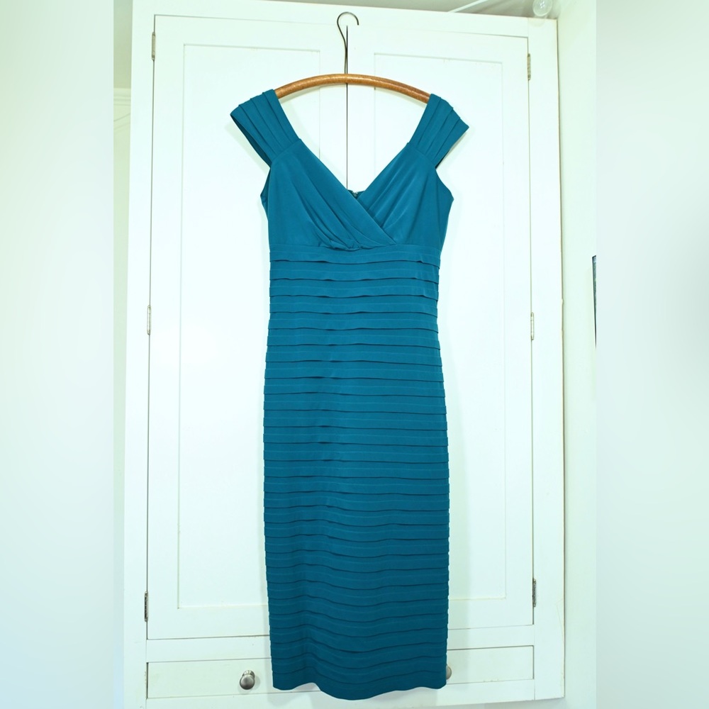 Tall Teal Pleated Midi Dress